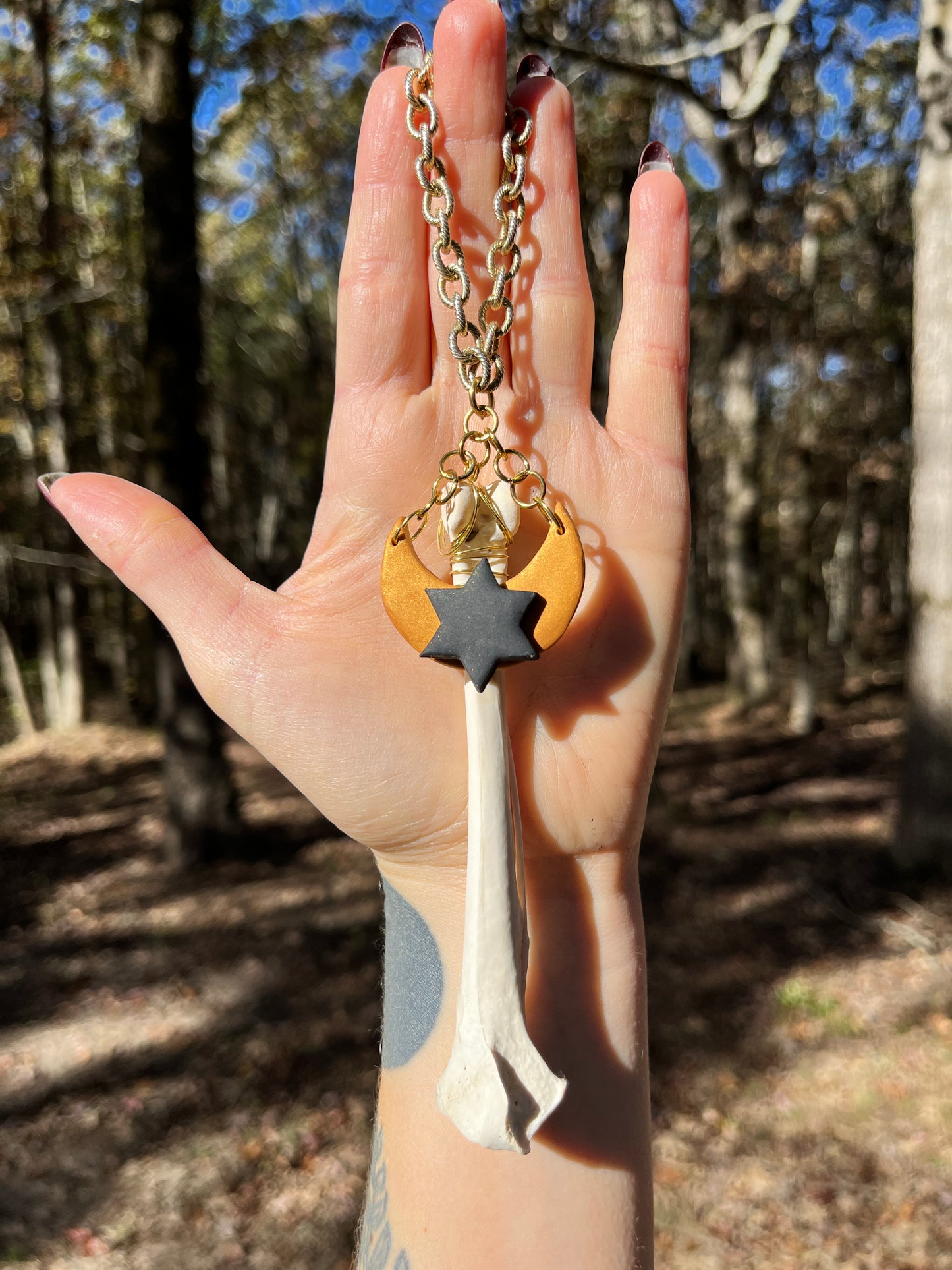 Moon & Star Bone Home Amulet