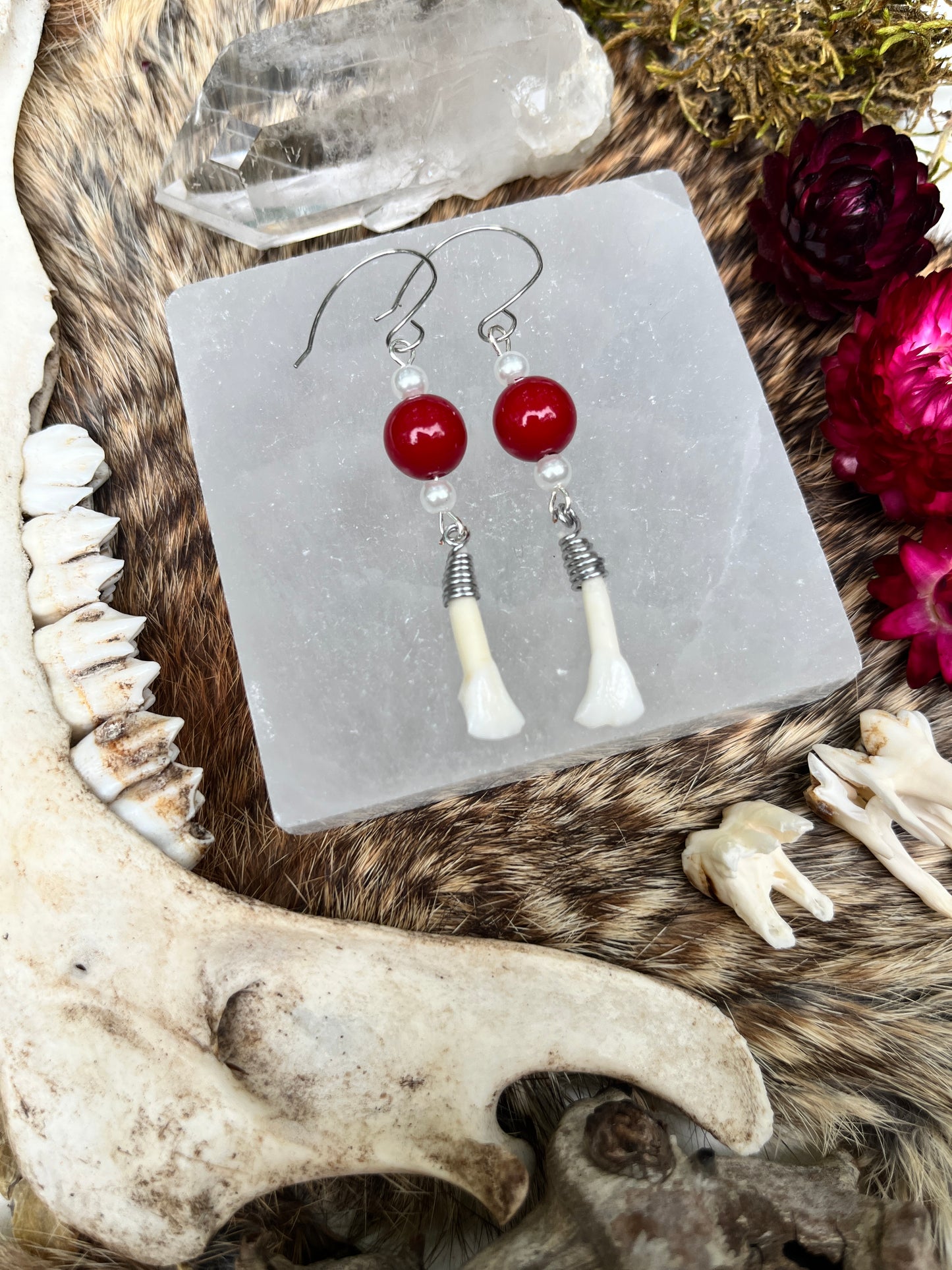 Deer Teeth Beaded Earrings