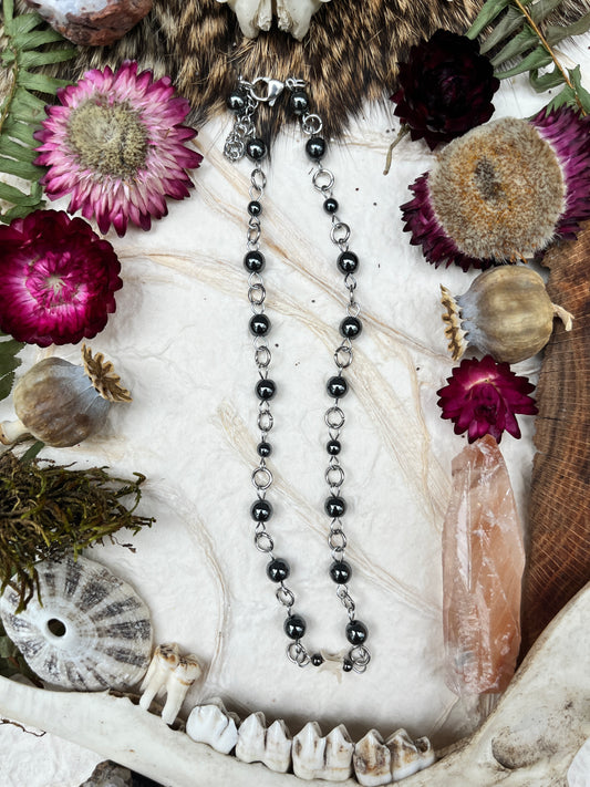 Hematite & Snake Vertebra Choker