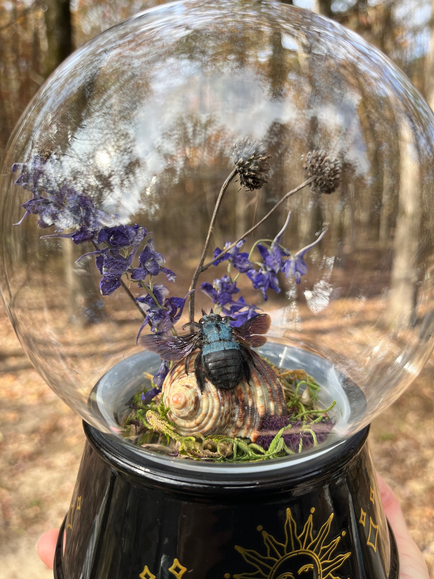 Blue Bee Crystal Ball Dome