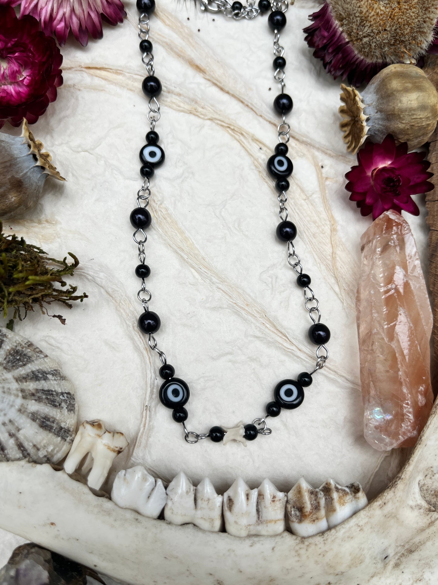 Evil Eye & Snake Vertebra Choker