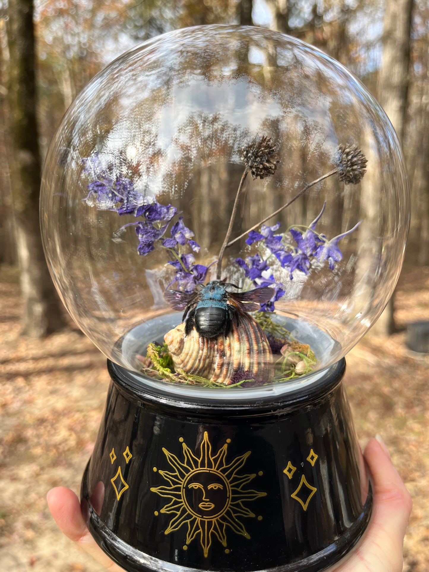 Blue Bee Crystal Ball Dome