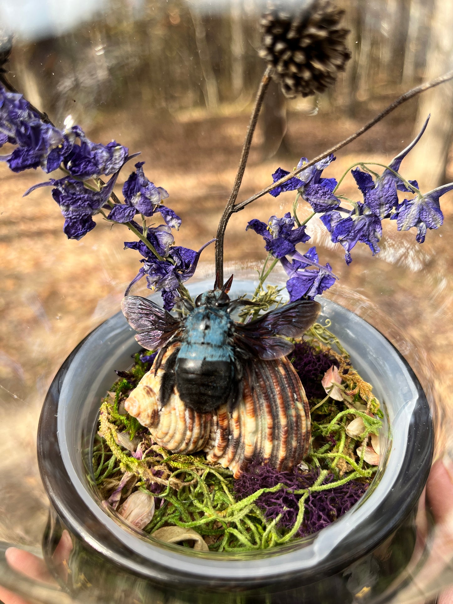 Blue Bee Crystal Ball Dome