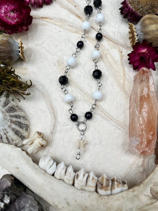 Black and White Snake Vertebra Necklace