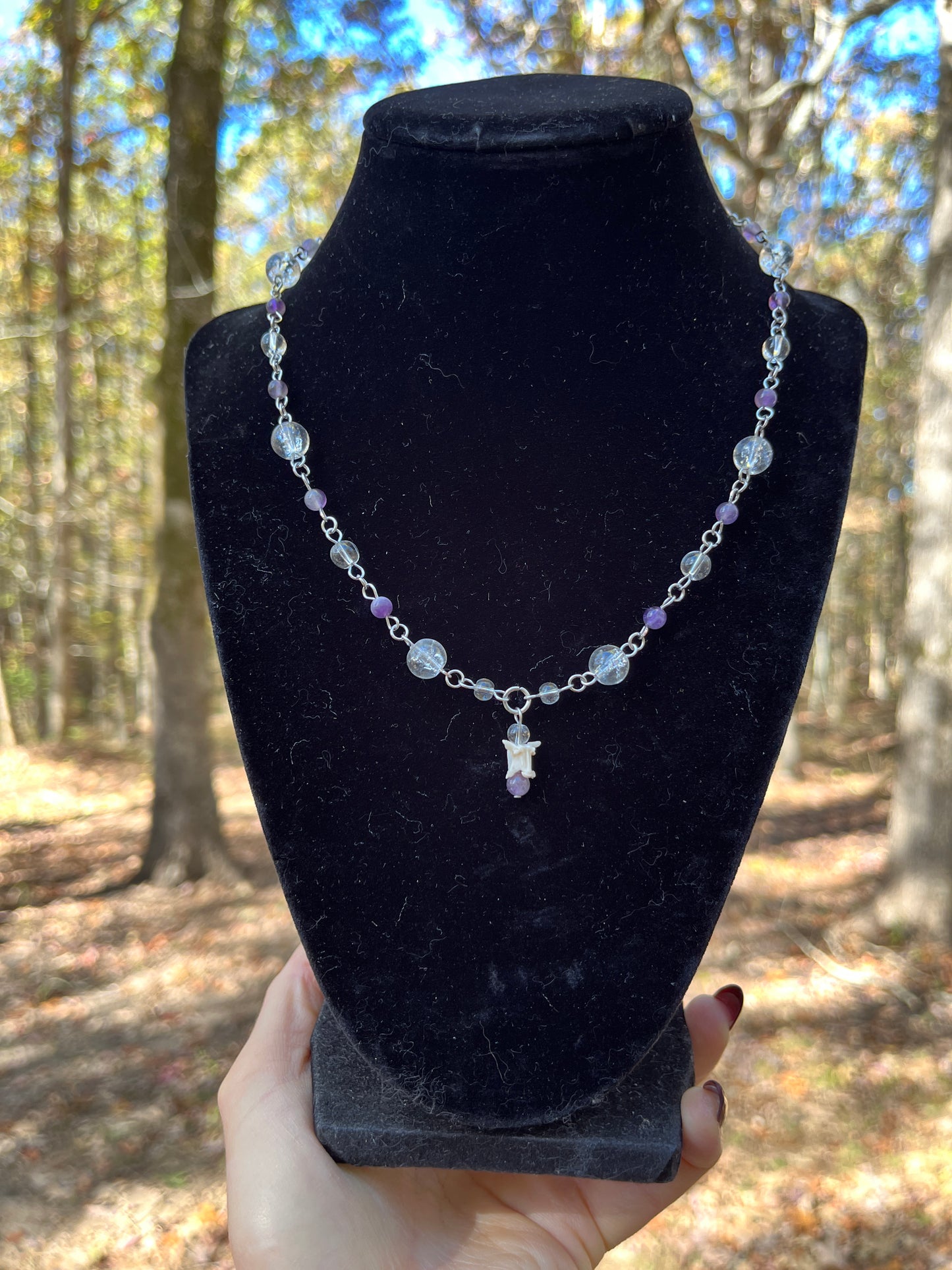 Amethyst Snake Vertebra Necklace